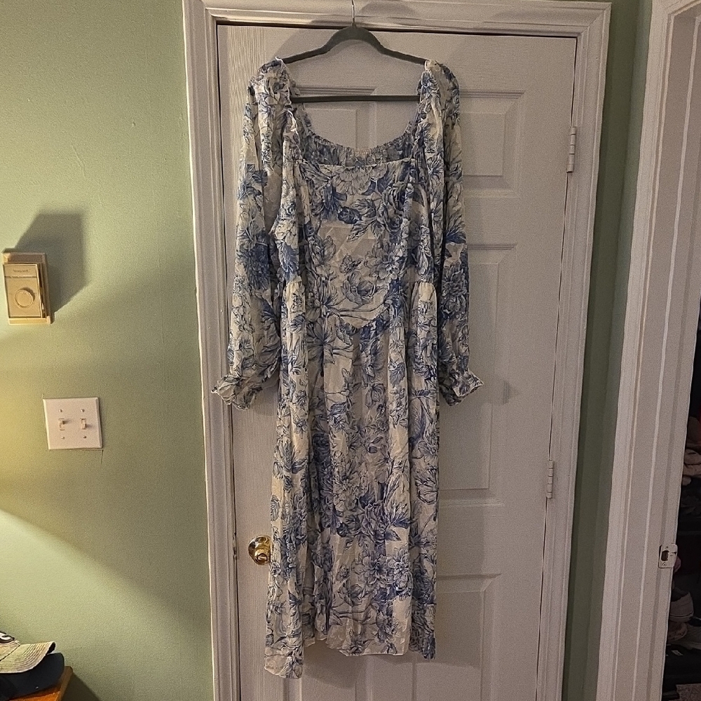 SHEIN Blue Floral Long Sleeve Dress